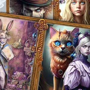 Alice in Wonderland Junk Journal Pages, Alice Fantastic, Junk Journal Kit, vintage, afdrukbaar, muurkunst, papier, kortstondige, digitale download