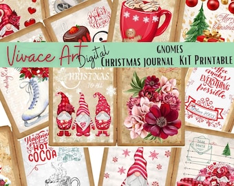 Gnomes Christmas Junk Journal Kit: Printable Papers, Envelopes (Digital Download)