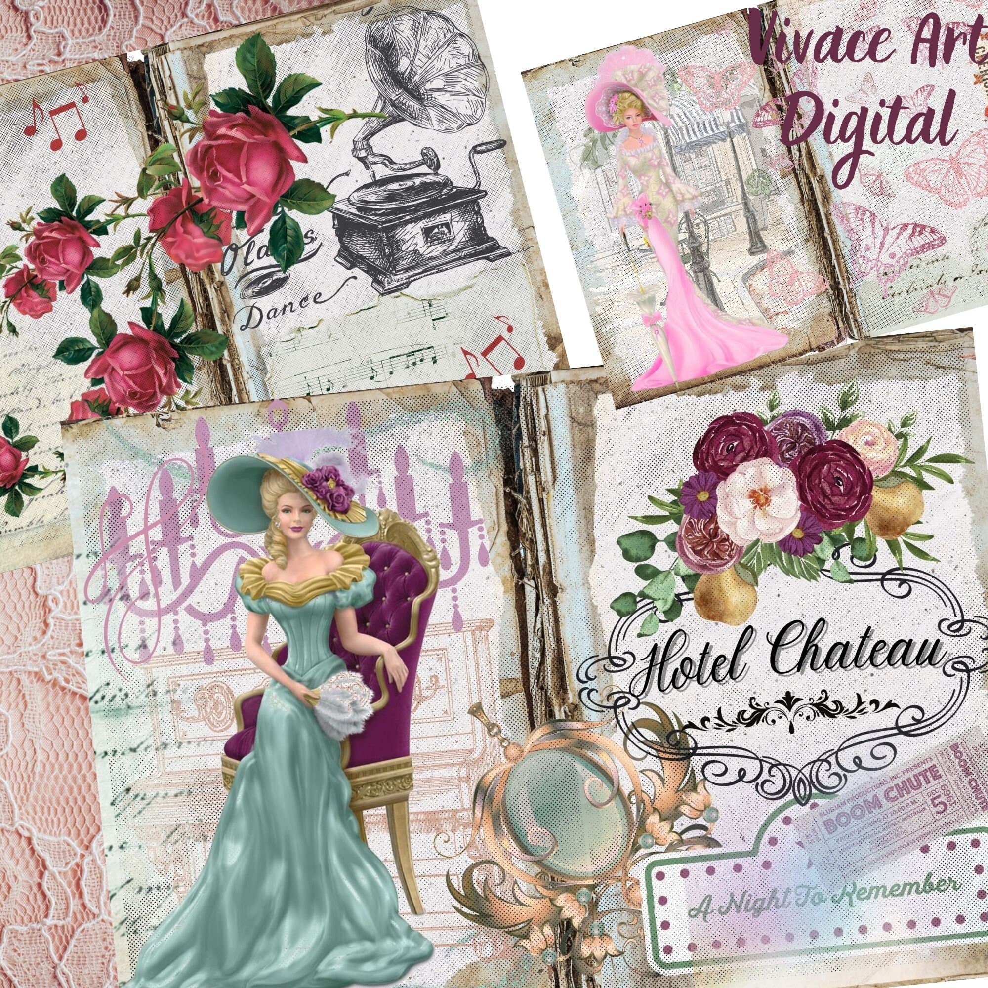 Vintage Victorian Ladies Junk Journal Kit: Romantic Ephemera (digital ...