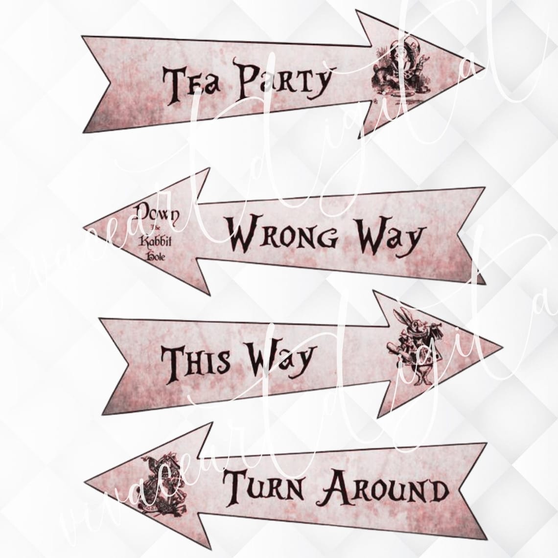 Alice in Wonderland Arrows, Aline in Wonderland Party Signs, Party ...