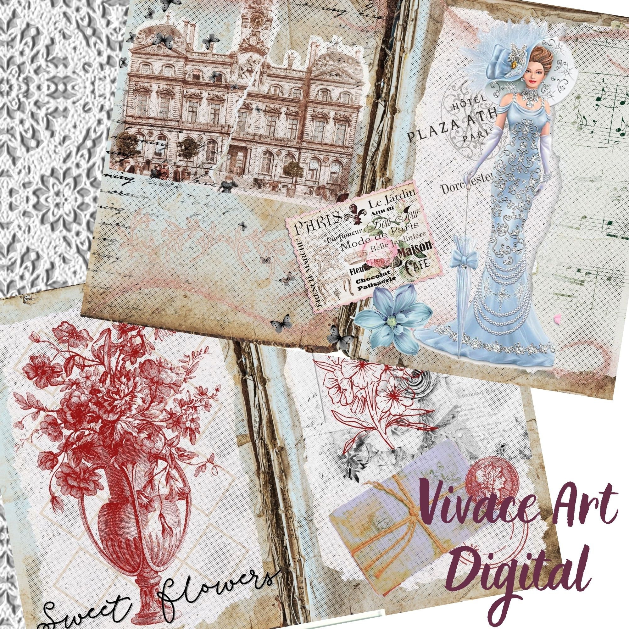 Vintage Victorian Ladies Junk Journal Kit: Romantic Ephemera (digital ...