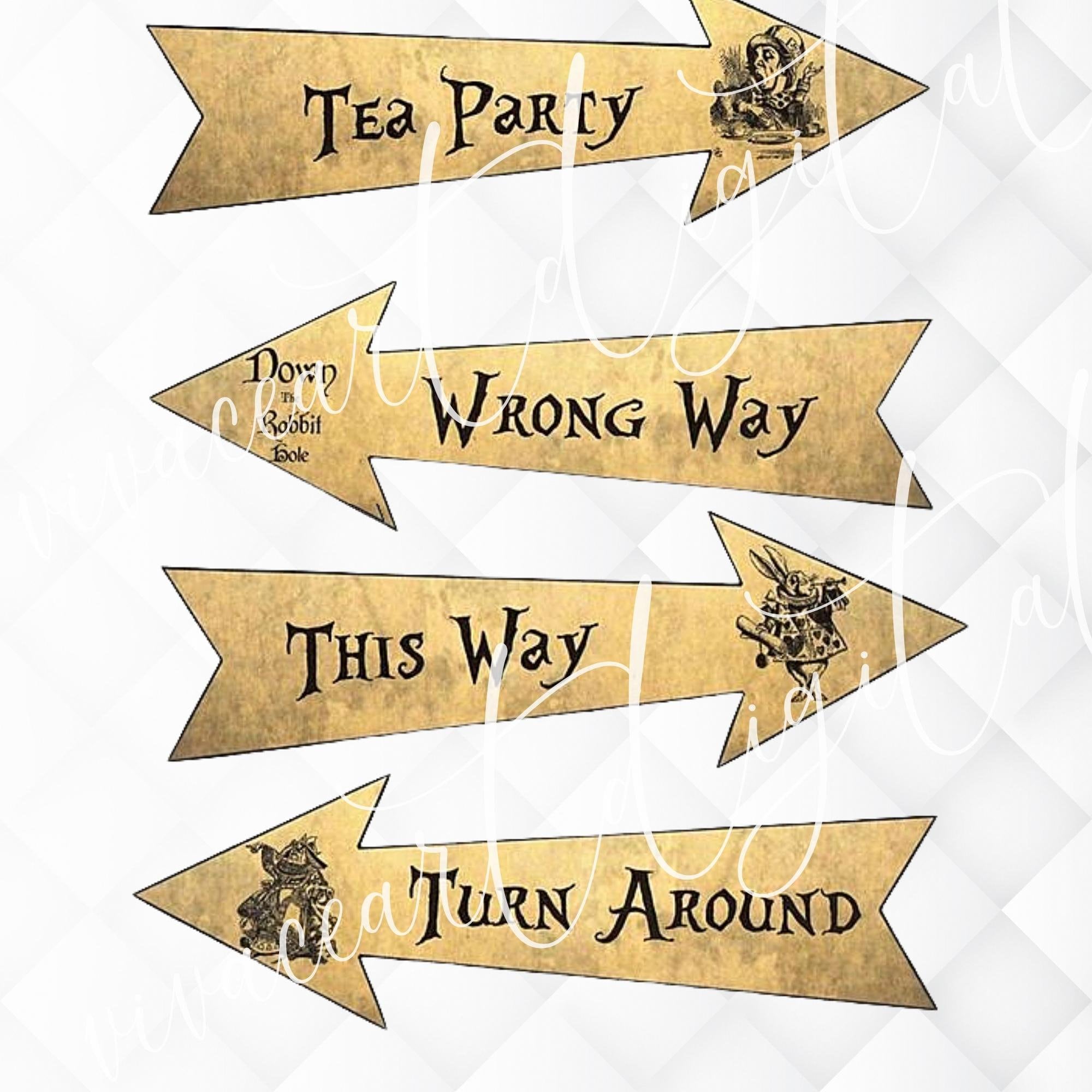 Alice in Wonderland Arrows, Aline in Wonderland Party Signs, Party ...