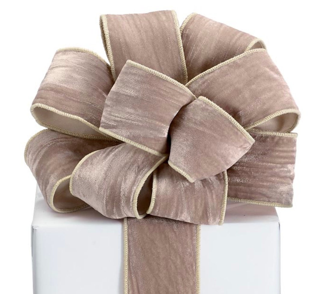 Elegant Crinkled Ivory Velvet Ribbon - 2.5