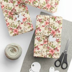 Christmas Gift Wrapping Papers Pink Flower Gift Wrap Pastel Gift Wrap