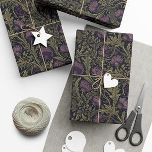 Wrapping Paper, Scottish Thistle Romantic Holiday Gift Wrap Papers, Themed Gifts, Wedding Presents, Floral Decorations, Crafting Supplies, image 1