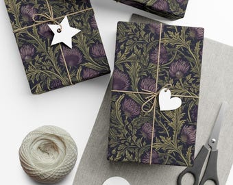 Wrapping Paper, Scottish Thistle Romantic Holiday Gift Wrap Papers, Themed Gifts, Wedding Presents, Floral Decorations, Crafting Supplies,