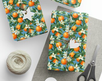 Citrus Wrapping Paper Orange Blossom Gift Wrap Orange Wrapping Paper Holiday Wrapping Paper Christmas Gift Wrap
