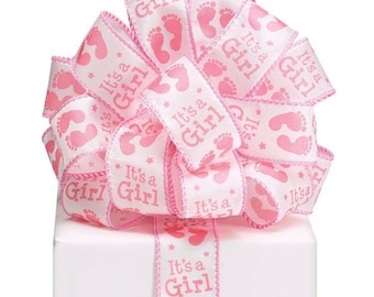 It&#39;s a Boy It&#39;s a Girl Wired Ribbon 1.5 inches Bow Ribbon 20 Yards