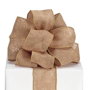Wired Brown Burlap Ribbon - 2.5&quot; Wide x 10 Yards #40 Bow Ribbon