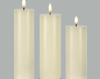 LED Candle Real Wax Battery Powered Candle 3 PC Set 3D Flame Candle Wedding Candle Party Candle