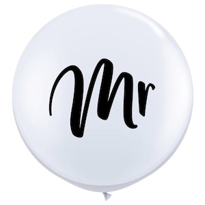 3&#39; White Latex Balloon with &quot;Mr.&quot; Wedding Balloon - Pack of 2