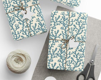 Wrapping Papers, Coral Gift Wrap, Nautical Theme, Blue Aesthetic, Trending Design, Holiday Gift Wrap, Wrapping Paper Roll