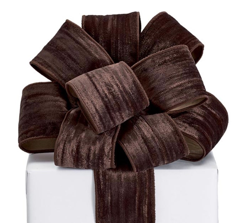 Chocolate Straw String Ribbon Elegant Crinkled Chocolate Brown Velvet Ribbon 2.5 Wide X 20 Yards 40 ...