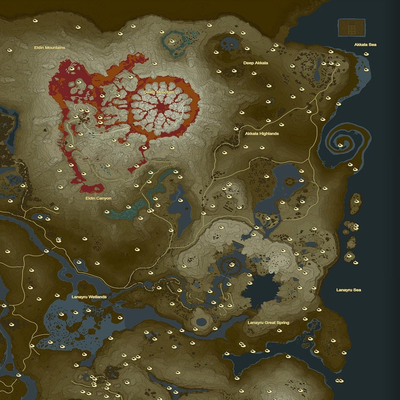 The Legend of Zelda Map Poster Breath of the Wild Wall Art Etsy