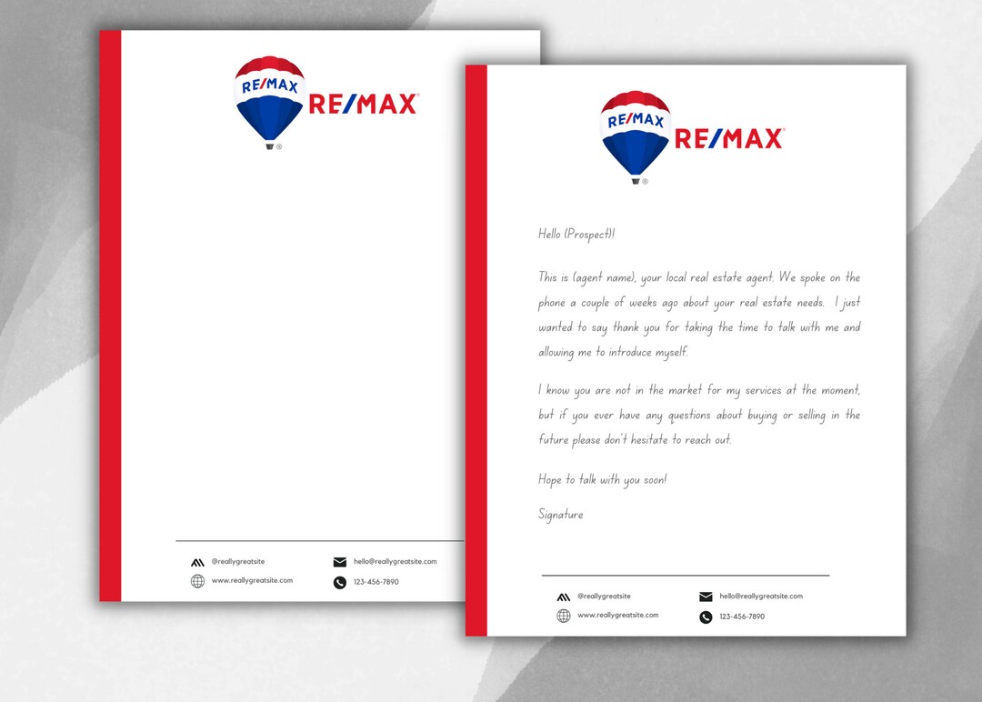 RE/MAX Letterhead Real Estate Letterhead Template Instant Etsy