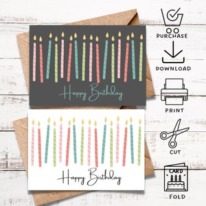Biglietto di compleanno, biglietto di compleanno stampabile all'istante, candeline di buon compleanno, veloce, comodo, stampane quante ne vuoi, facile download di PDF