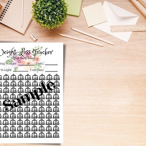 Weight Loss Tracker Weightloss Calendar 100 pounds 100 lbs Weight Loss Chart Printable Instant Download Floral image 2