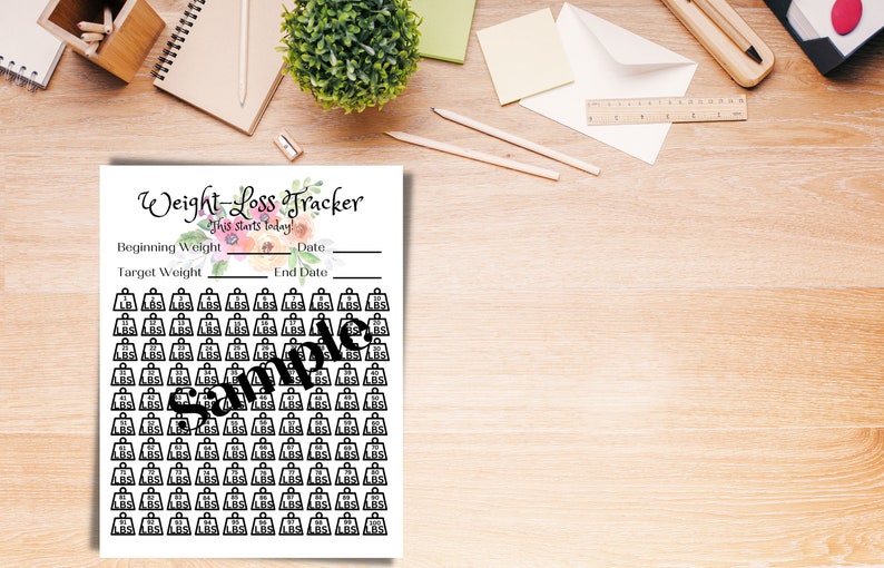 Weight Loss Tracker Weightloss Calendar 100 pounds 100 lbs Weight Loss Chart Printable Instant Download Floral image 2