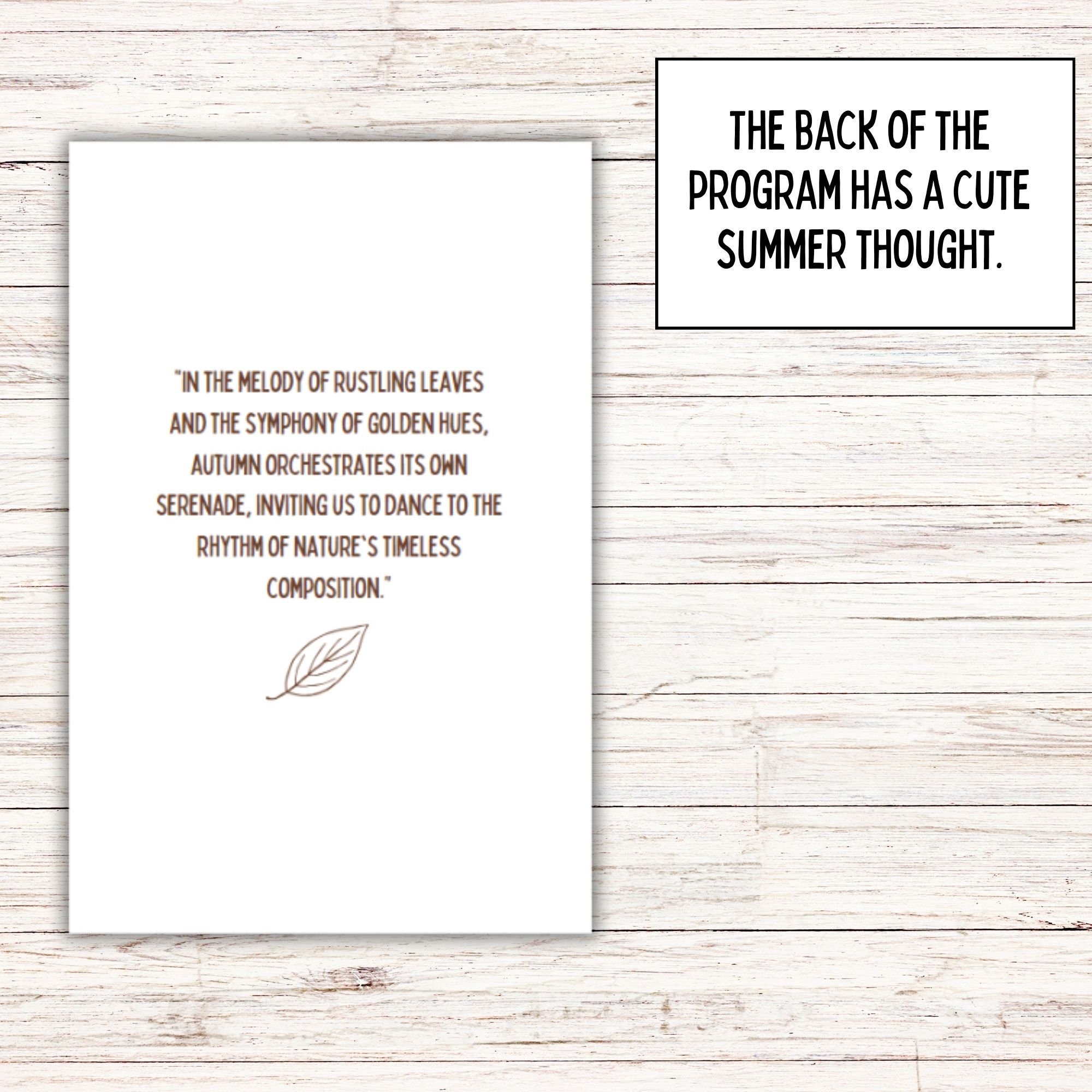 Autumn Piano Recital Program Template | Fall Music Recital | Piano ...