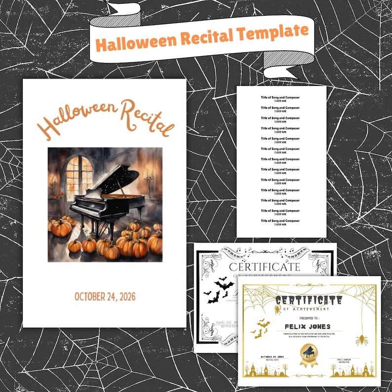 Halloween Piano Recital Program Template | Music Recital | Fall Piano ...