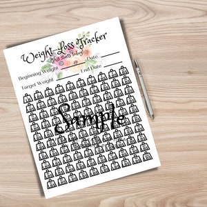 Weight Loss Tracker Weightloss Calendar 100 pounds 100 lbs Weight Loss Chart Printable Instant Download Floral image 1