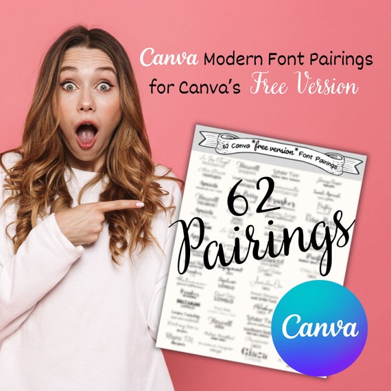 Canva Free Version Font Pairings, Cheat Sheet for Canva Free Version, Font Pairs, Modern Fonts for Canva Free Version, Canva Template Fonts