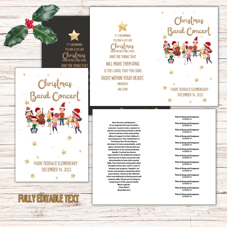 Christmas Band Concert Program Template Holiday Band Concert Recital