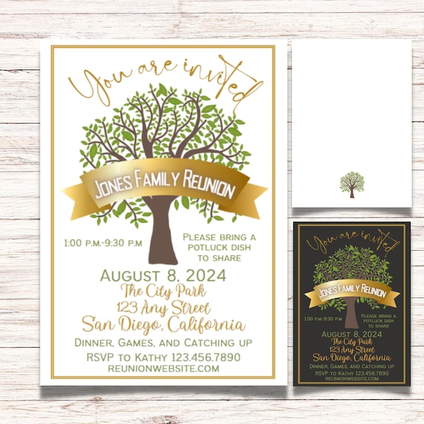 Family Reunion Invitation | Editable Family Reunion Announcement | Family Tree Reunion Invite | Instant Download | Printable DIY | Faux Foil