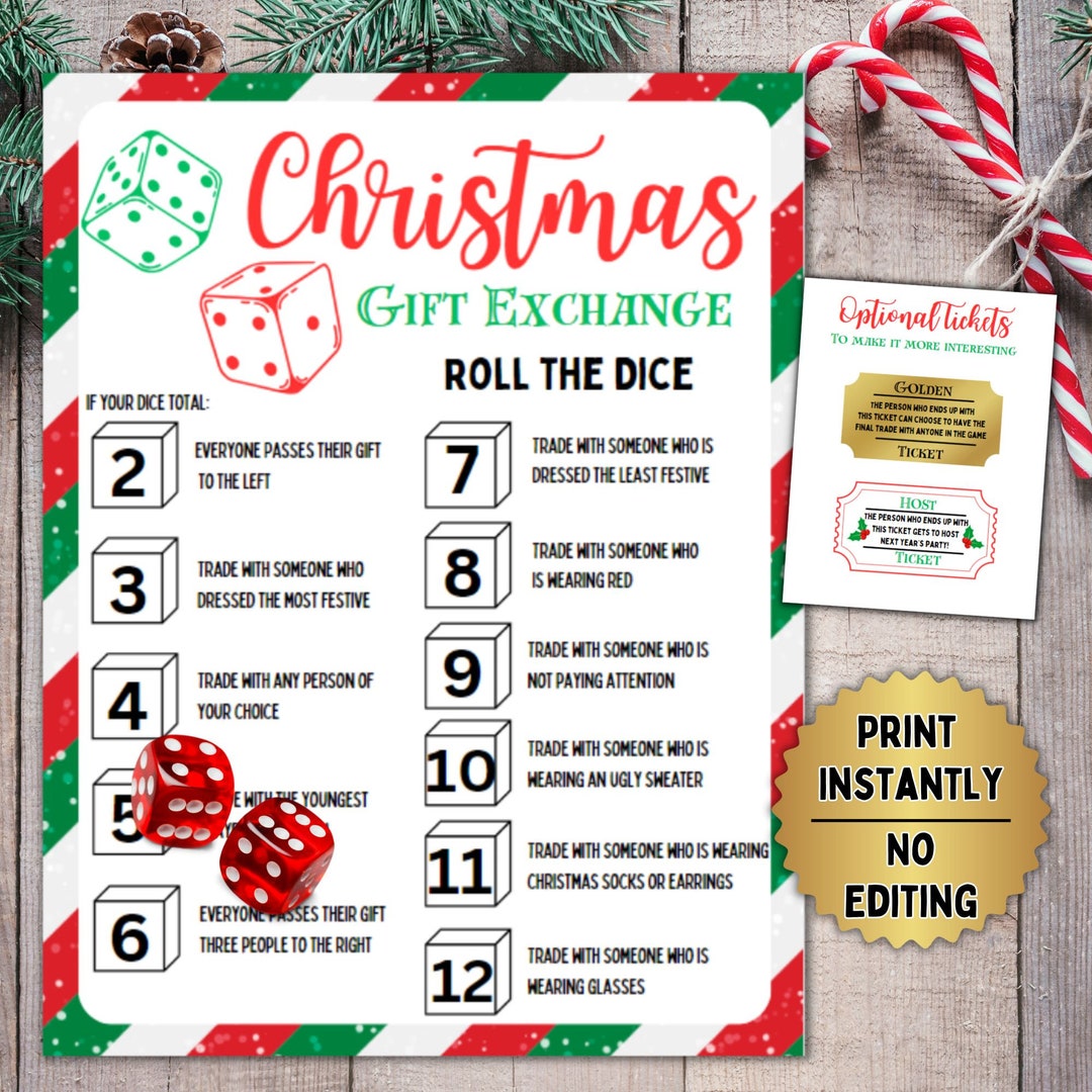 Christmas Roll the Dice Game White Elephant Roll the Dice Etsy
