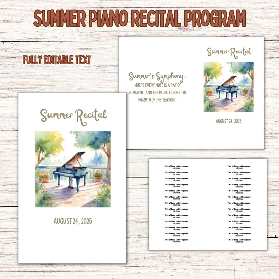 Summer Piano Recital Program Template Summer Music Recital Piano ...