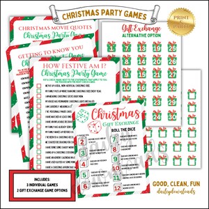 Christmas Gift Exchange Dice Game, White Elephant, Roll the Dice, Getting to Know You, Christmas Party Game, Movie Quotes, Christmas Numbers