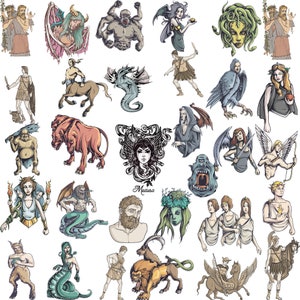 Greek Mythology Sticker -90 File - 30 Svg, 30 png , 30 Pdf,  Bundle,Svg, Digital Vector File,Svg Bundle,Layered ,Svgshirt bundle,cricut