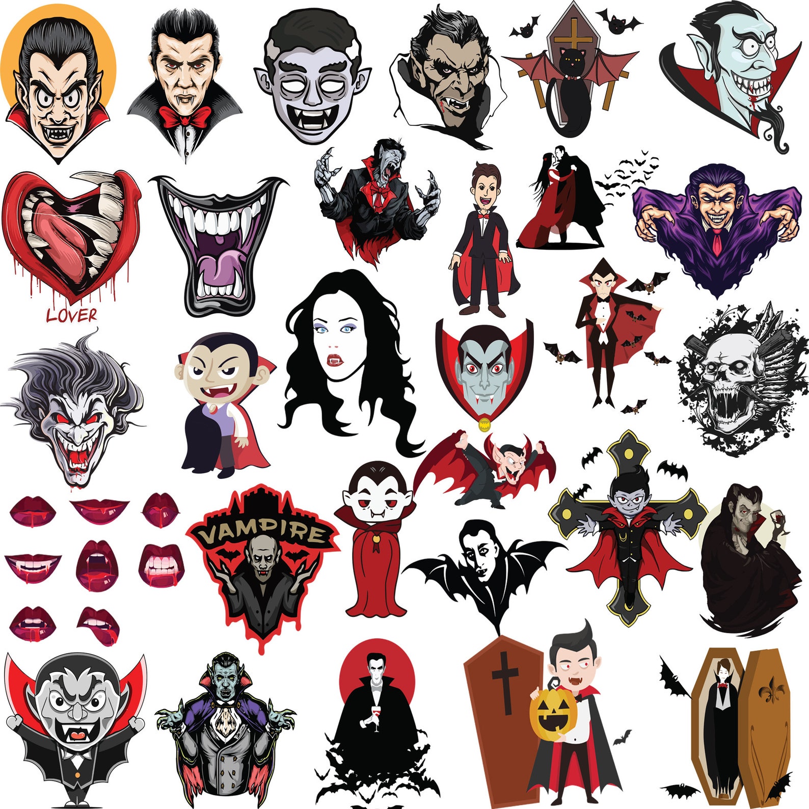 Vampire Svg Bundle,svg Bundles, Digital Vector File,svg Designs Bundle ...