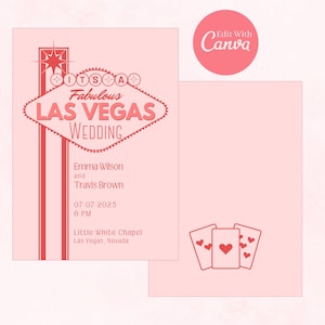 Plantilla de invitación de boda en Las Vegas / Invitación de boda personalizada / Boda en Las Vegas / Plantilla Canva