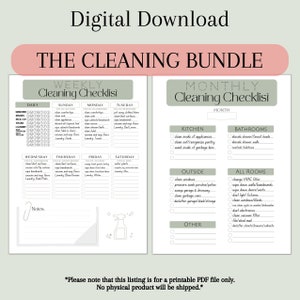 Printable Cleaning Checklist Bundle | Monthly & Weekly Cleaning Schedule | Digital Download