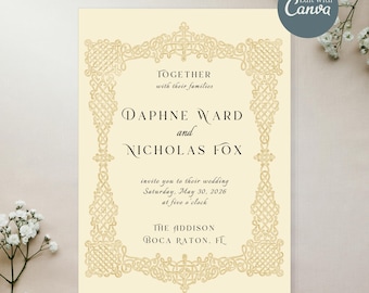 Vintage Wedding Invitation - Canva Template | Digital Download
