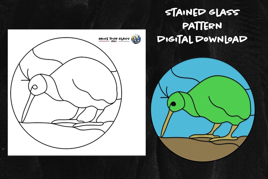 Kiwi Stained Glass Pattern Etsy