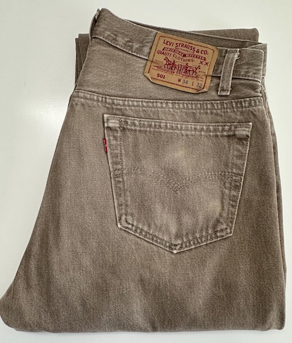 Vintage 90s Levi's 501-0669 Jeans Made in USA, W34 L32 Gray Brown