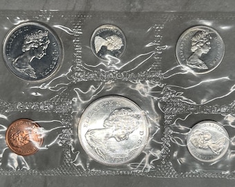 1965 Canadian Mint Proof-Like Coin Set - Unsearched & Mint Sealed - 80% Silver - Includes Voyageur Dollar and 50 Cent Piece