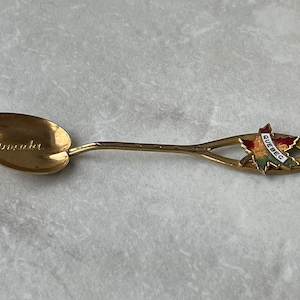 Vintage 1920’s Quebec Canada Gold Plated and Enamel Souvenir Spoon