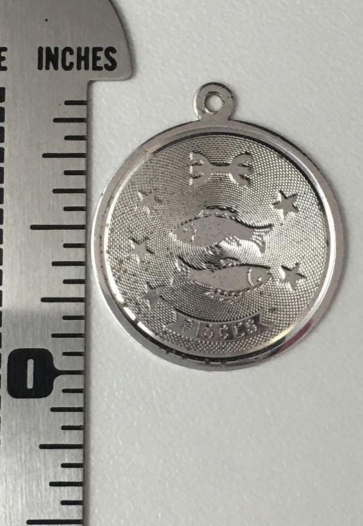 Vintage T.C. Sterling Silver Pisces Zodiac Medallion Pendant Charm - Etsy