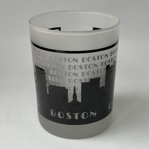 Vintage BOSTON Souvenir Skyline Shot Frosted Glass Cup