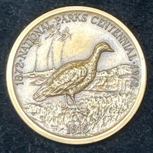Vintage 1972 Hawaii Volcanoes National Park Centennial Bronze Medal Kilauea Crater Token