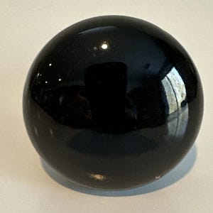 Antique Black Porcelain Door Knob – Victorian "Jet" Mineral Knob with Original Threaded Spindle, 19th Century Architectural Salvage
