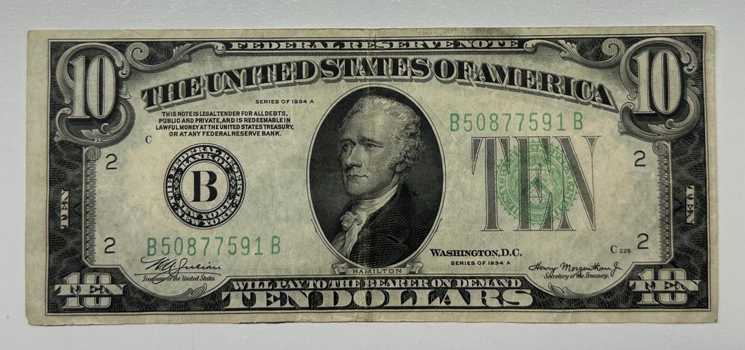 Error Bills RARE 1934-A 10 Dollar Miscut & 1977 1 Dollar Extreme Misaligned Error ...