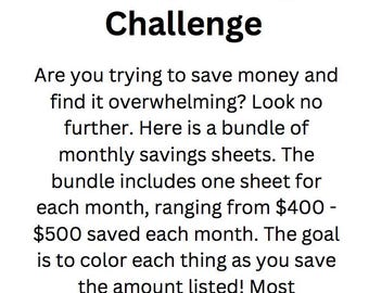 Monthly Savings Sheets