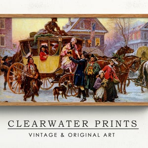 Samsung Frame TV Art,nVintage, Stagecoach, Indians, Christmas Eve, Canvas, Oil Painting, Instant Download, Digital Download, TV-27