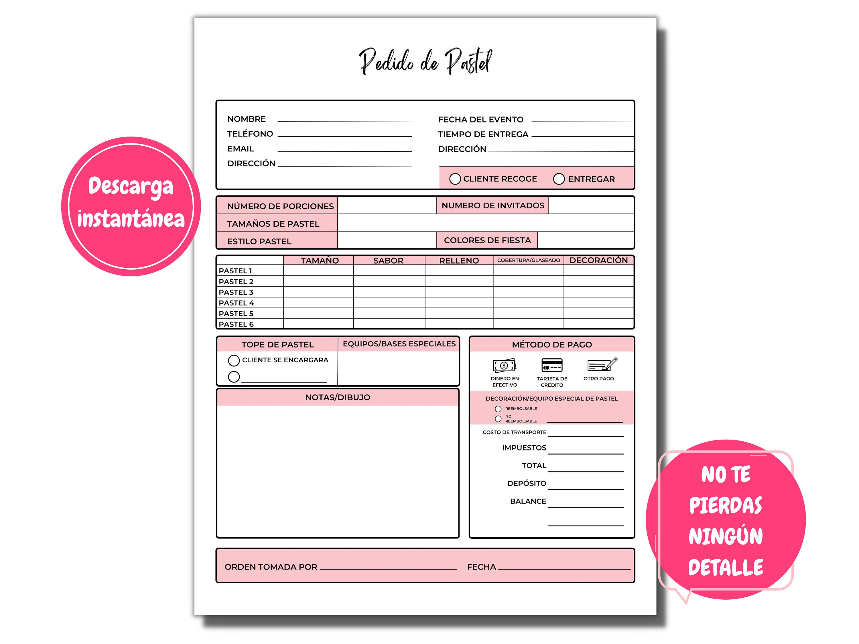 Pedido De Pastel, Cake Form, Cake Form Spanish, Pedido De Pastel