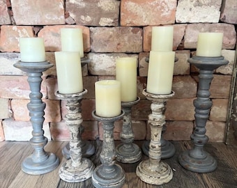 Rustic Distressed Wood Pillars Sold in Sets of 2 Farmhouse Decor for Home Decor