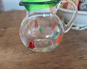 Hot Pepper Hand Blown Mexico Clear Glass Pitcher